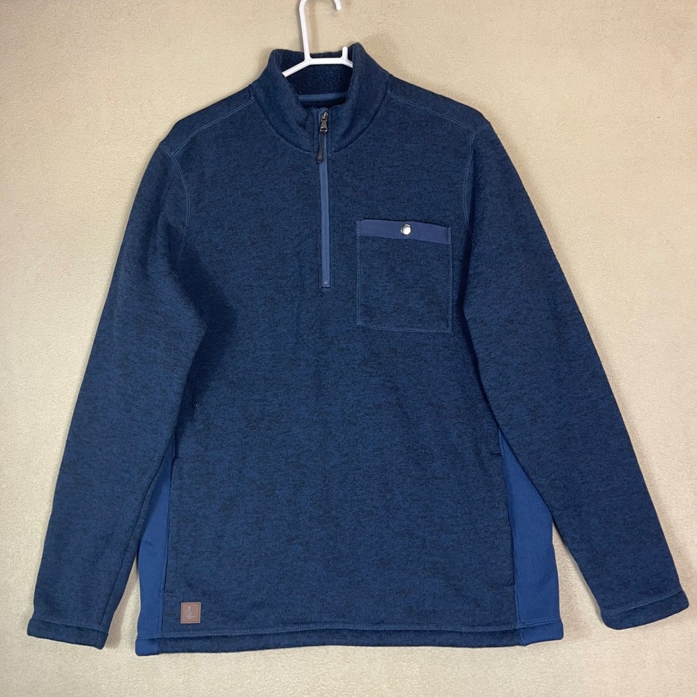 Cody James Pullover Mens Large Quarter Zip Blue Marled Authentic Western EUC